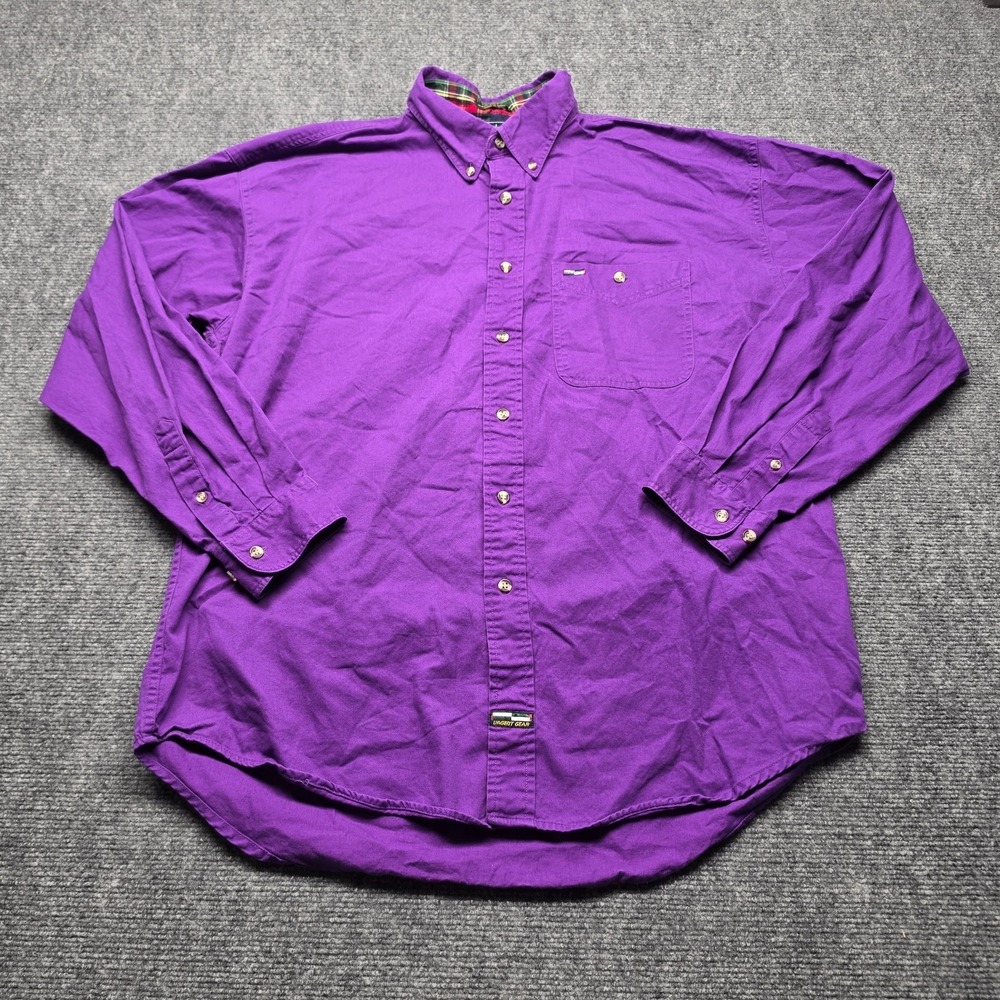 Urgent Gear Vintage 90s Solid Purple Cotton Twill Long Sleeve Shirt Mens Size XL